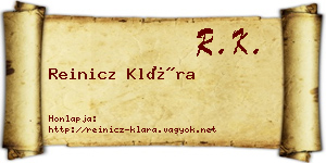 Reinicz Klára névjegykártya